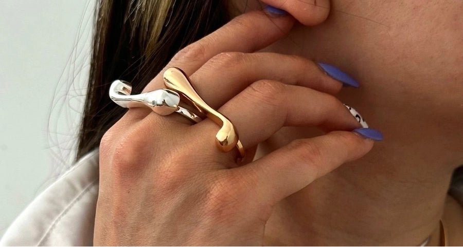 Jewelry Vacation Simple Style IG Style Water Droplets 316 Stainless Steel 18K Gold Plated Plating Open Rings