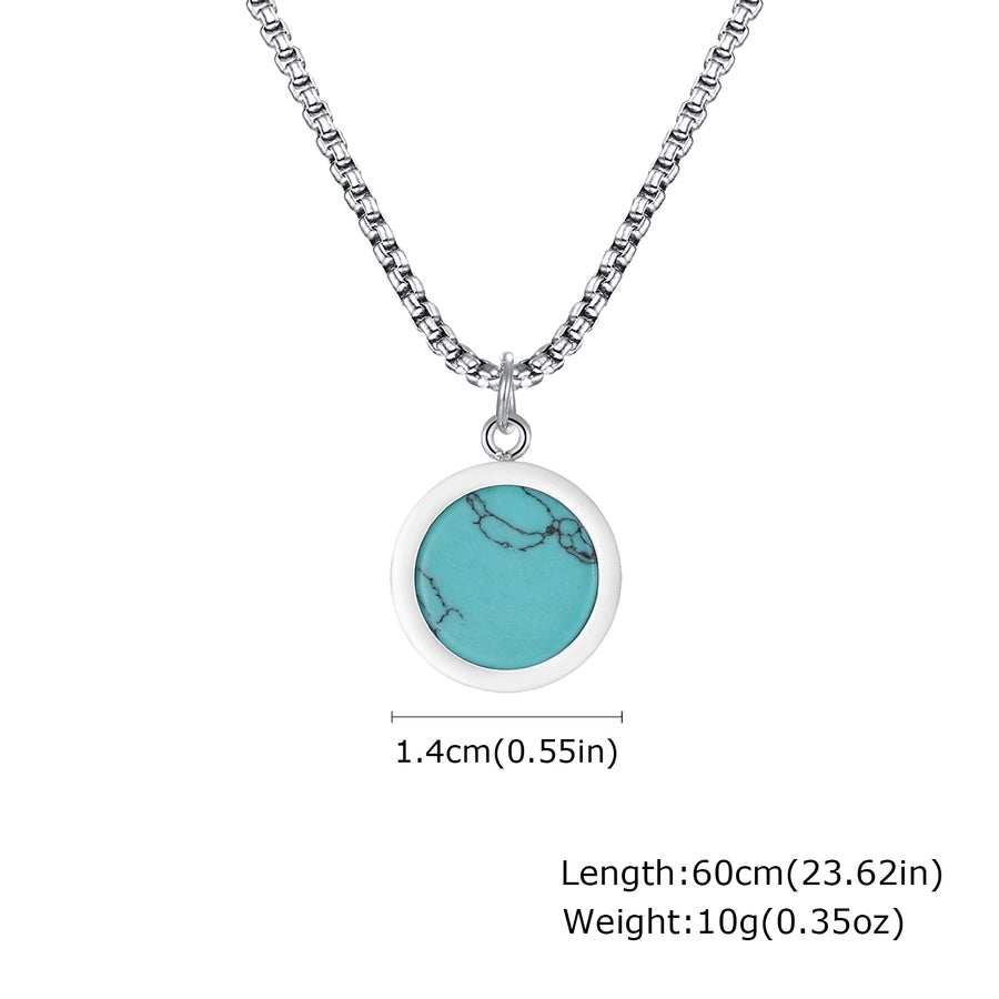 Elegant Simple Style Geometric Natural Stone 304 Stainless Steel Pendant Necklace