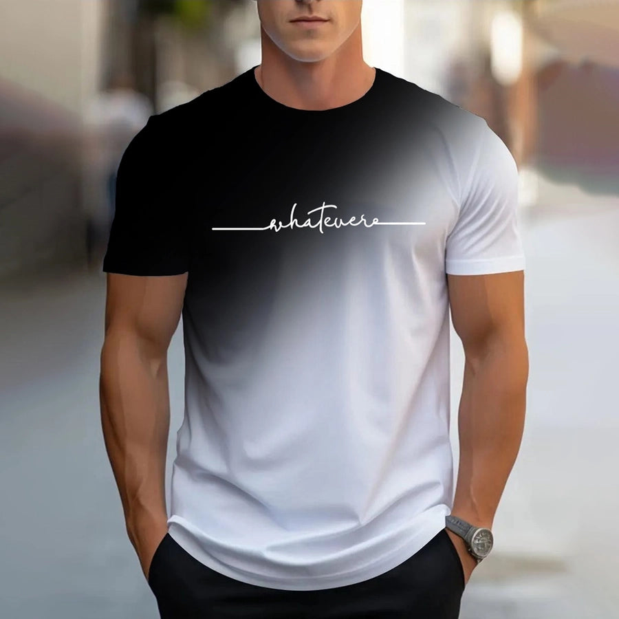 Men's Letter Casual Basic Classic Style Round Neck Short Sleeve Regular Fit Men's T-shirt