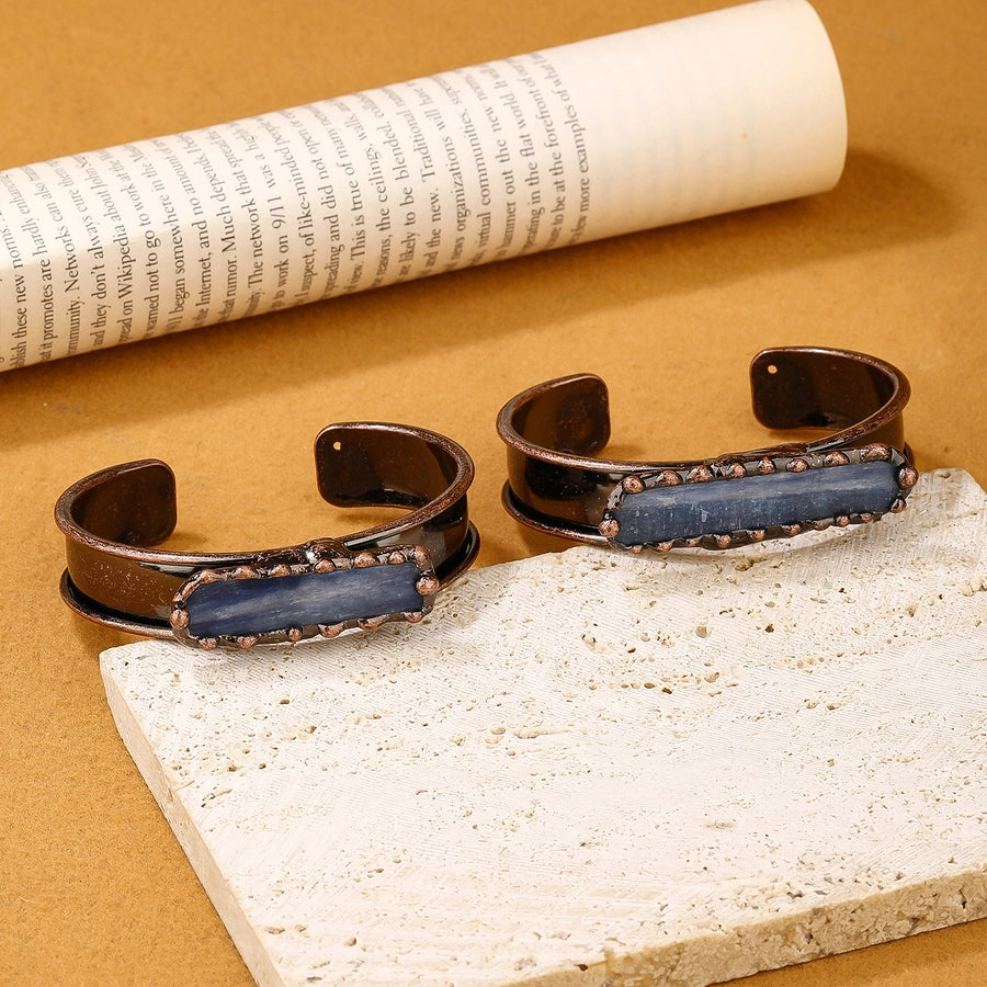 Retro Baroque Style Geometric Natural Stone natural stone Blue crystal Bangle