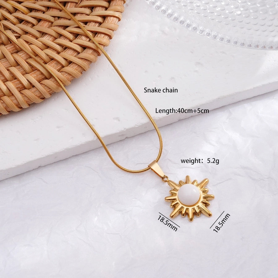 Jewelry Retro Simple Style Sun 304 Stainless Steel 316 Stainless Steel Pendant Necklace