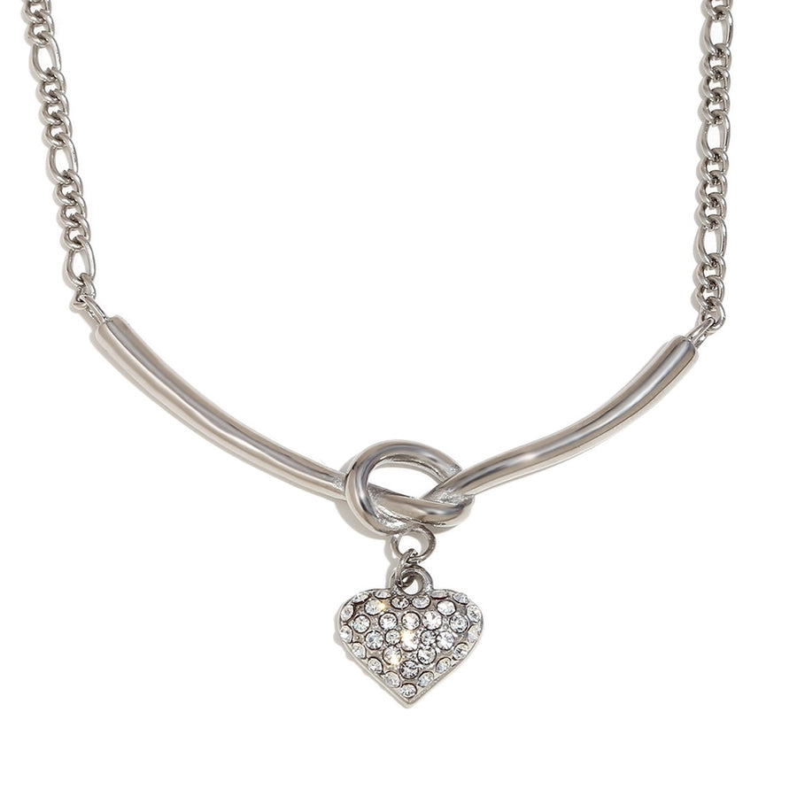 Jewelry Lady Heart Shape 304 Stainless Steel Zircon 18K Gold Plated Pendant Necklace