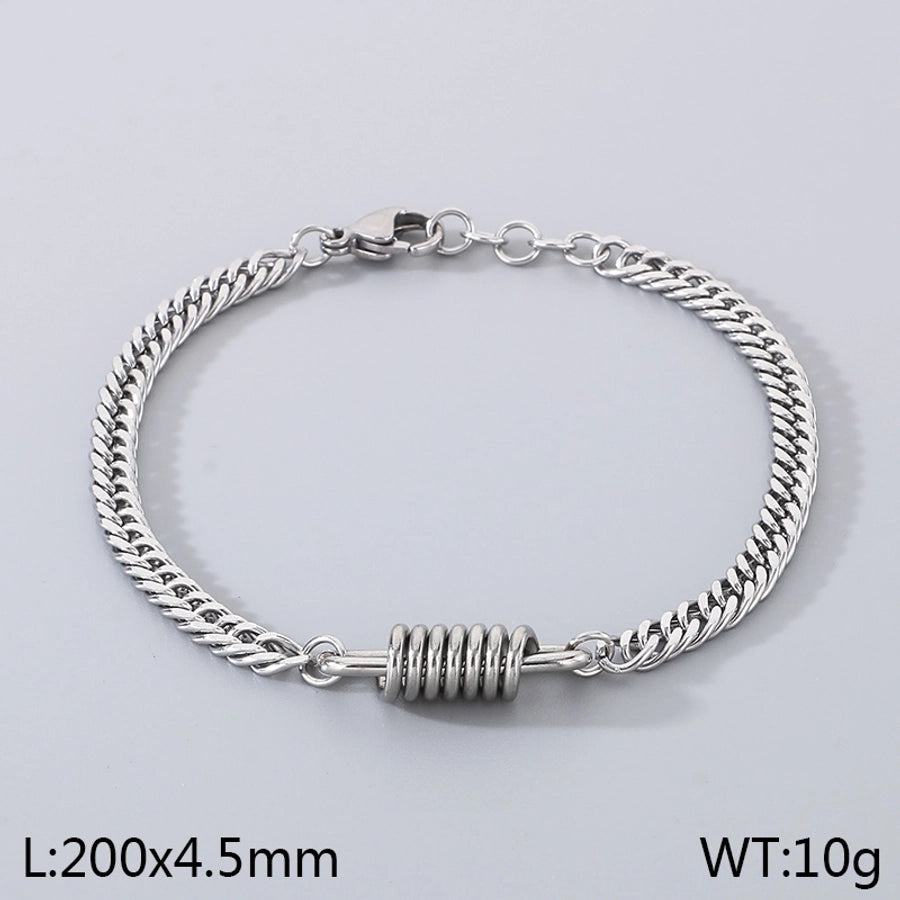 Simple Style Solid Color 304 Stainless Steel 18K Gold Plated cable chain Bracelets In Bulk