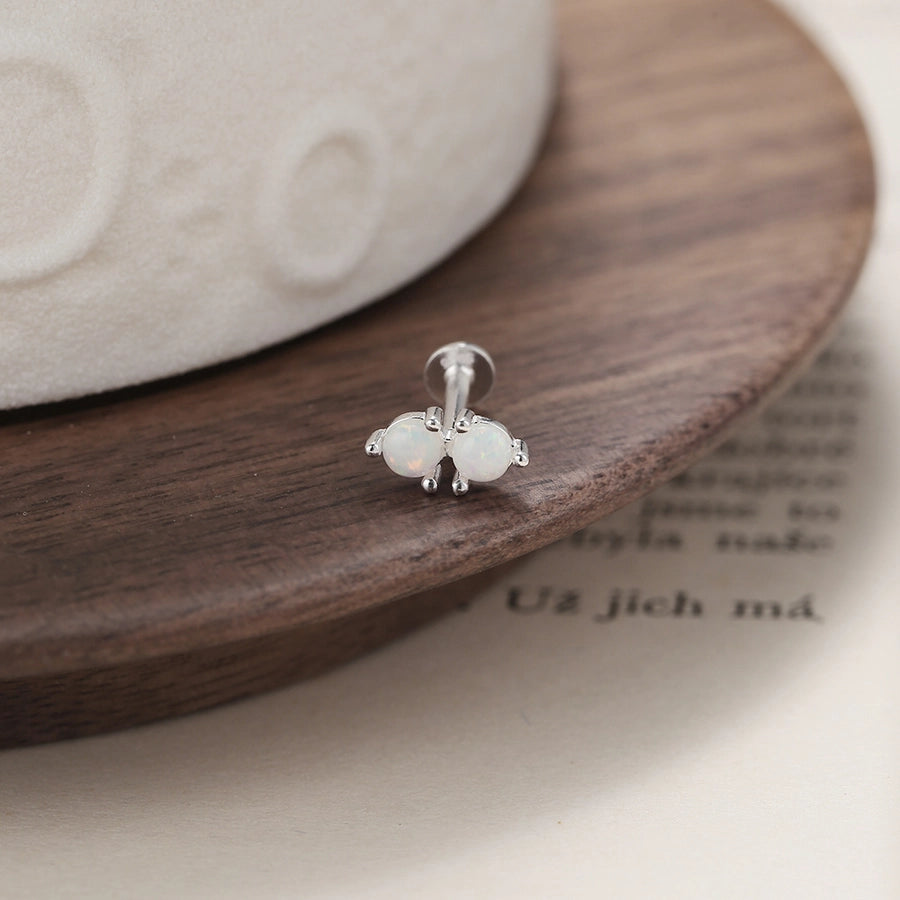 S925 sterling silver Aobao puncture cartilage ear nail ear bone nail flat bottom screw buckle