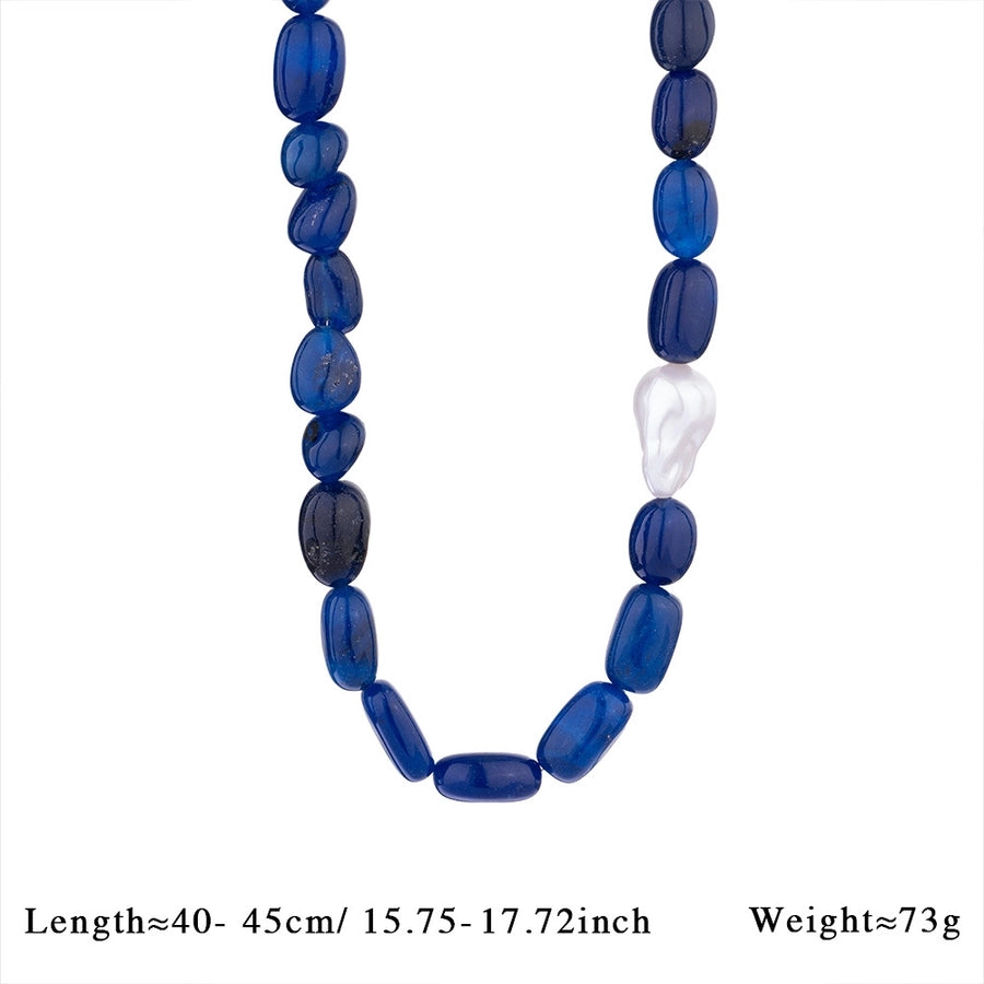Exaggerated Geometric 316L Stainless Steel natural stone Freshwater Pearl Beaded Chain Beaded Necklaces