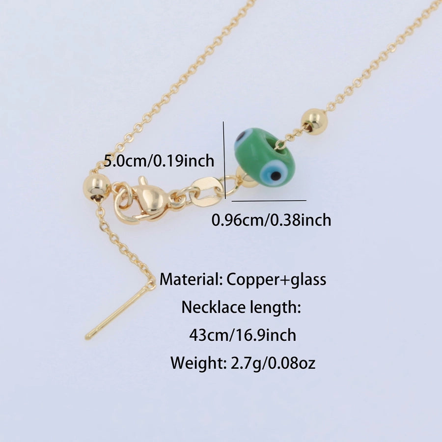 Wedding Vacation Classic Style Eye 18K Gold Plated Zircon Arylic Glass Copper Pendant Necklace