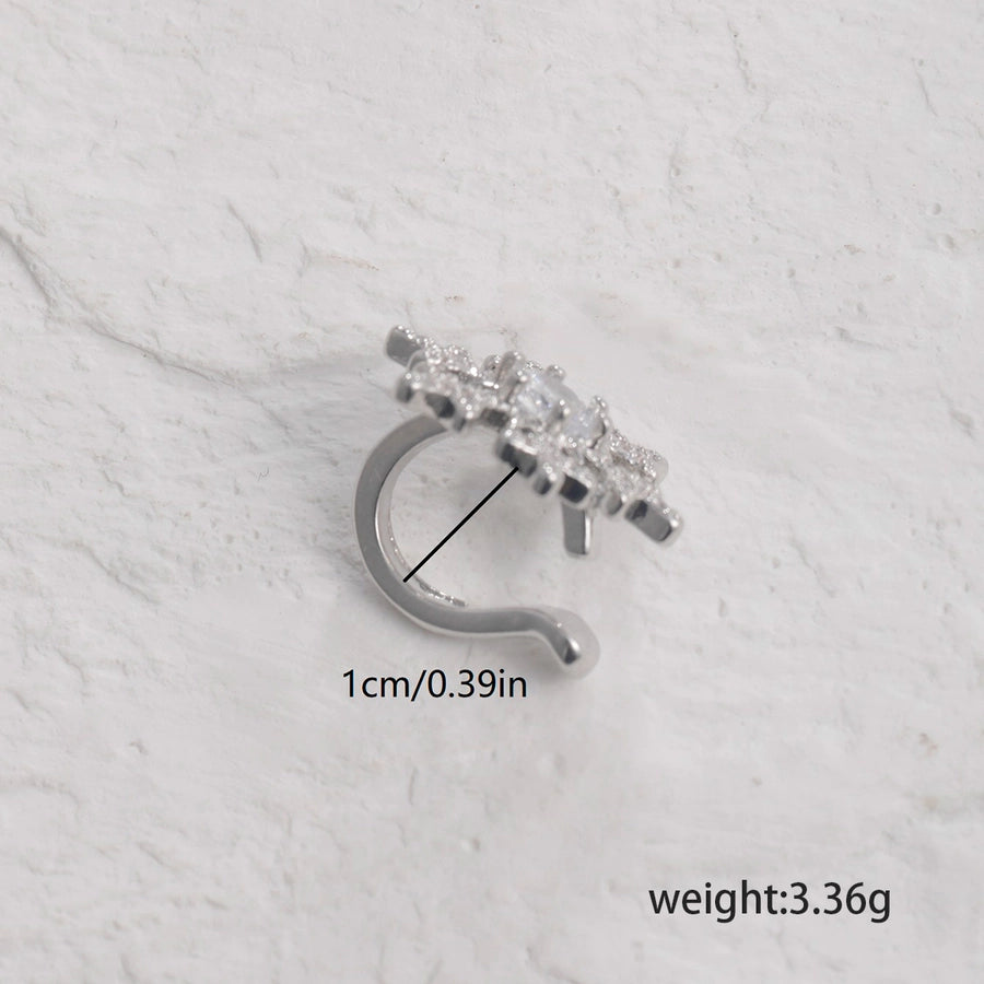 1 Piece Vacation Streetwear Shiny Snowflake Copper Zircon Ear Cuffs Ear Studs