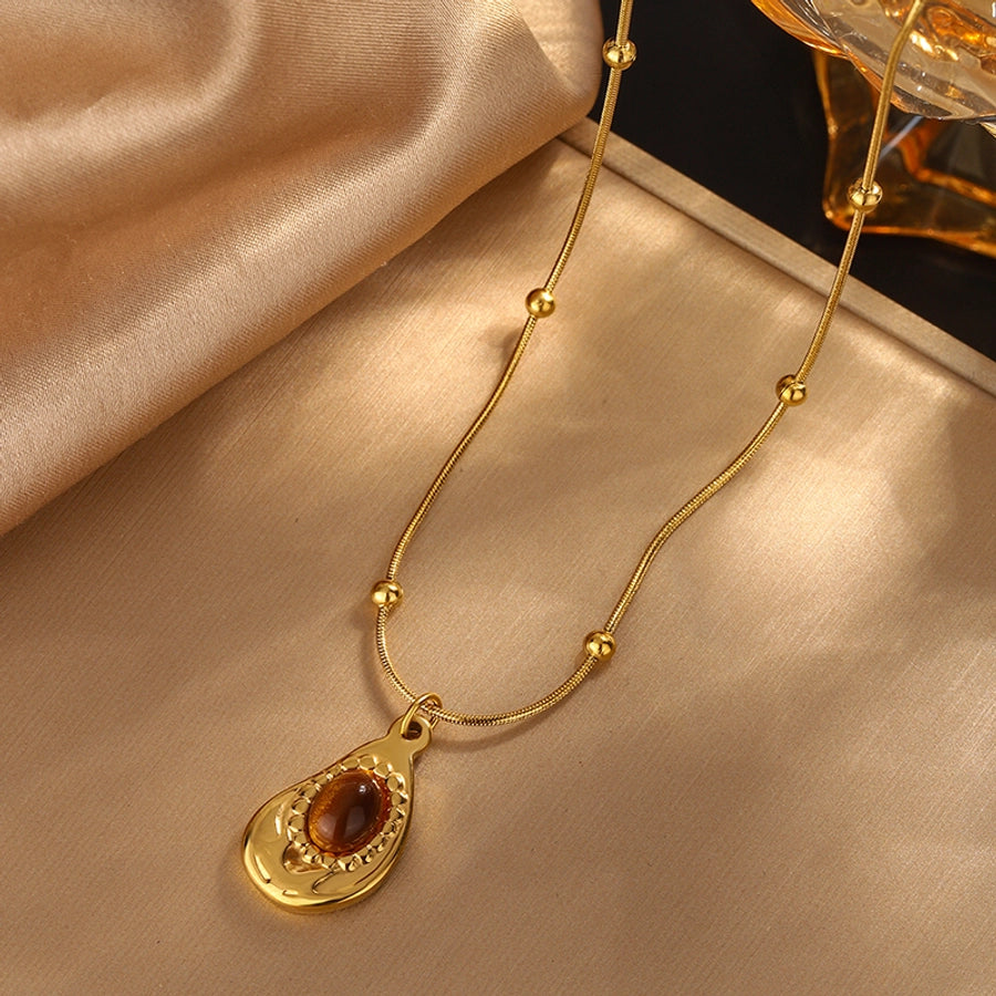 Jewelry Vintage Style Classic Style Geometric 304 Stainless Steel Resin 18K Gold Plated Jewelry Set