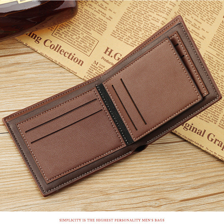 new men's wallet korean-style short wallet glossy wallet fashion loose-leaf soft leather beauty wallet factory