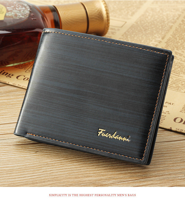 new men's wallet korean-style short wallet glossy wallet fashion loose-leaf soft leather beauty wallet factory