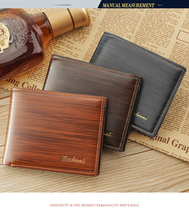 new men's wallet korean-style short wallet glossy wallet fashion loose-leaf soft leather beauty wallet factory