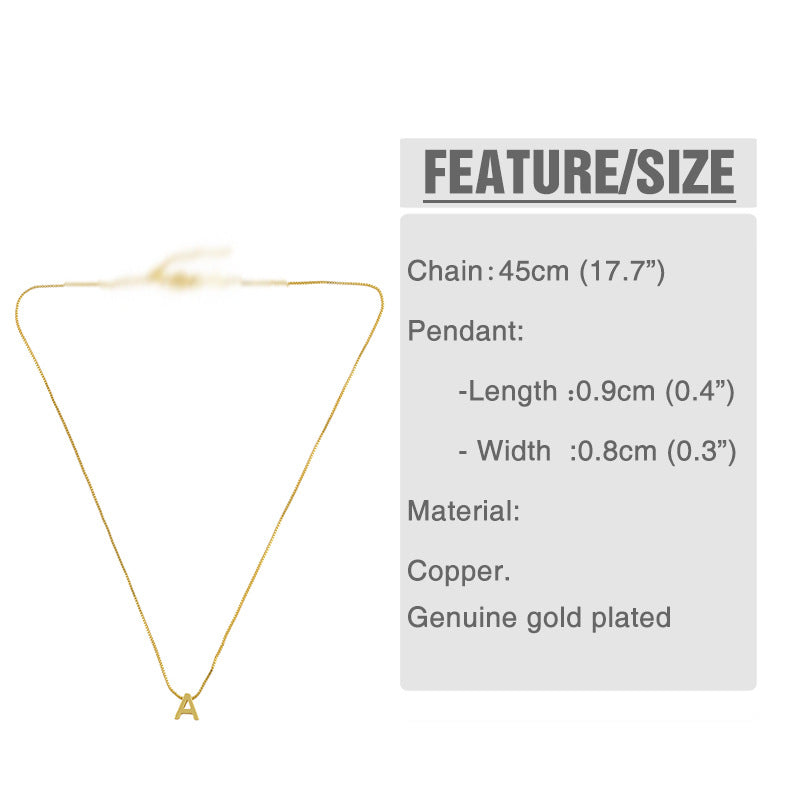 fashion letter copper 18k gold plated necklace in bulk