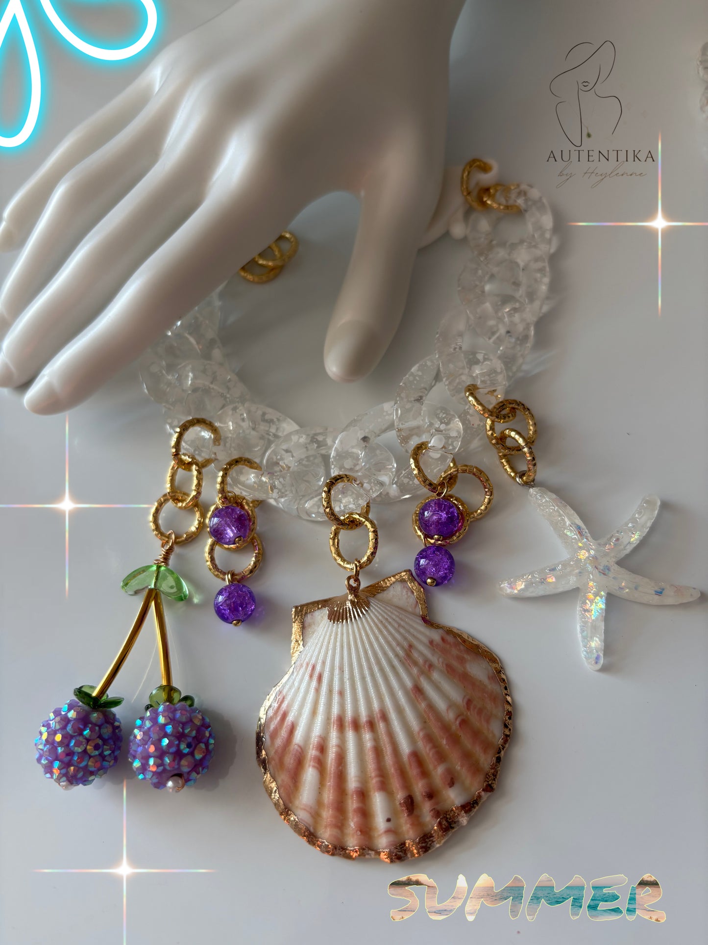 Brisa Marina Auténtika set – Collar de Verano con Charms Naturales 🐠🐚
