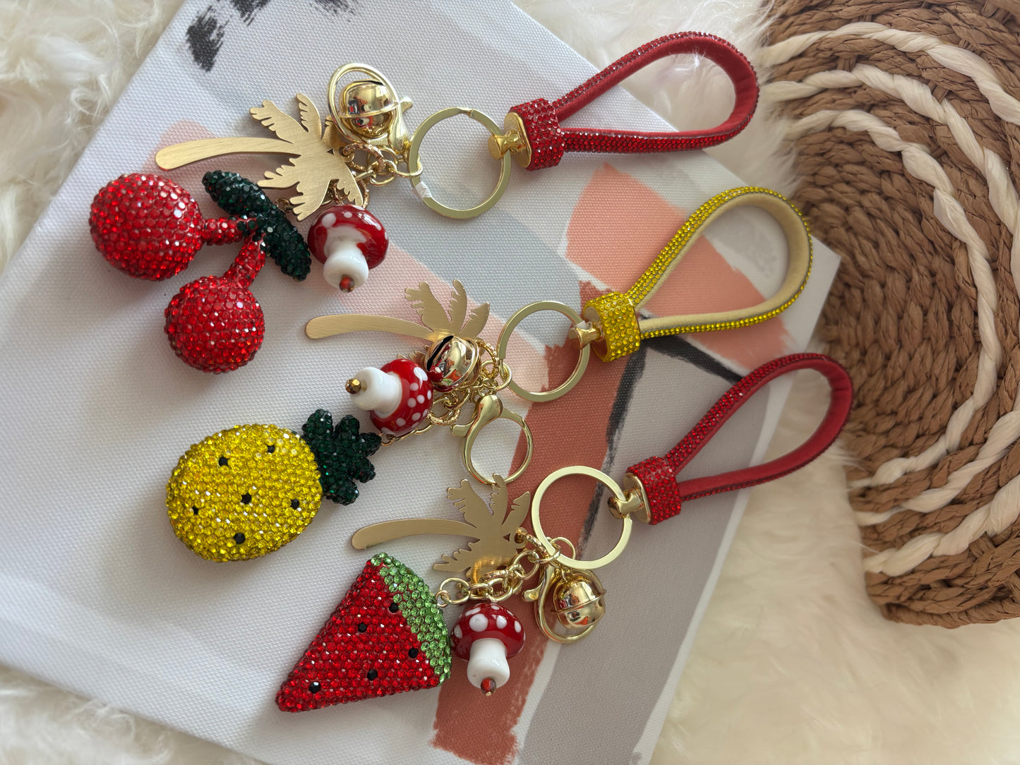 🌻 Fruity Spark Keychains 🍉🍒🍍