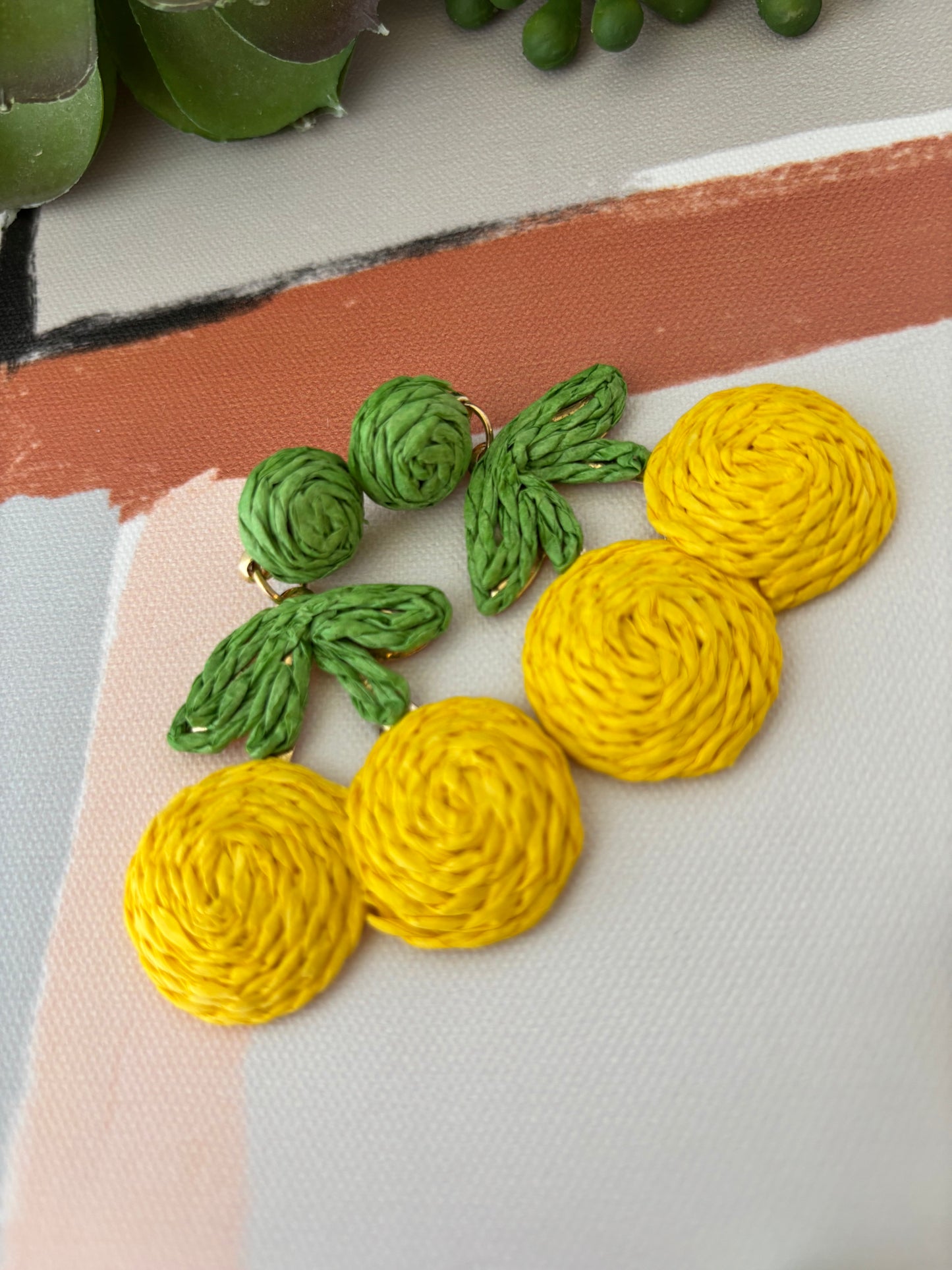 CEREZA VIVA                                                                                                                                                                                   1 Pair Vacation Beach Commute Cherry raffia Drop Earrings