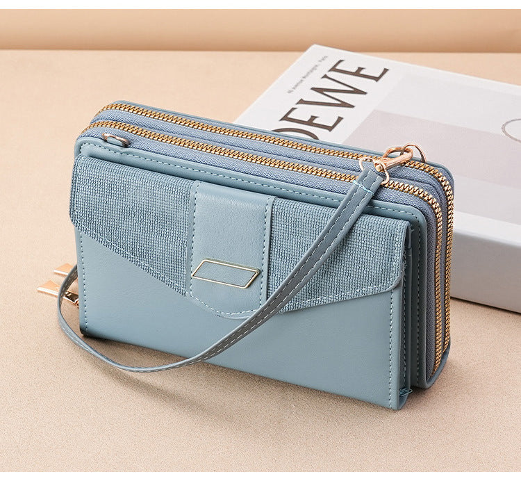 women's pu leather color block elegant classic style square buckle crossbody bag