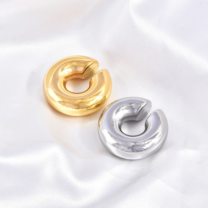 1 piece simple style solid color plating stainless steel gold plated ear cuffs