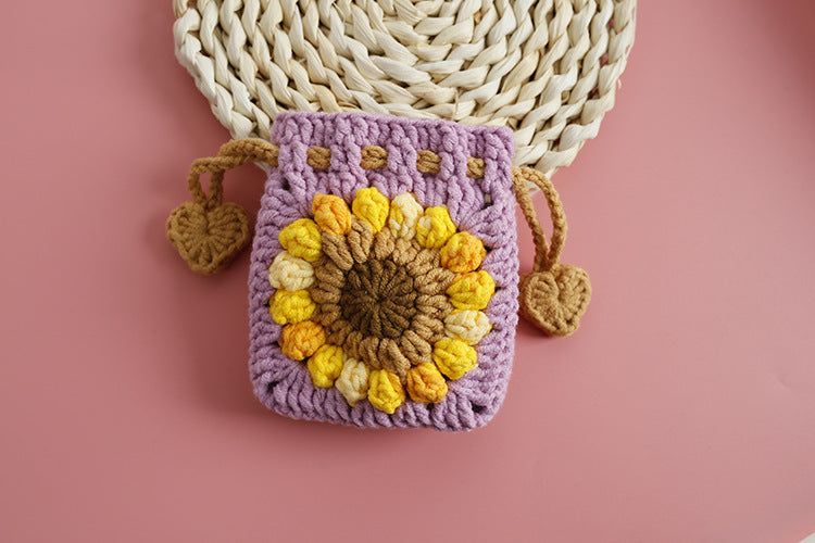 Women's Flower yarn Lace-Up Coin Purses