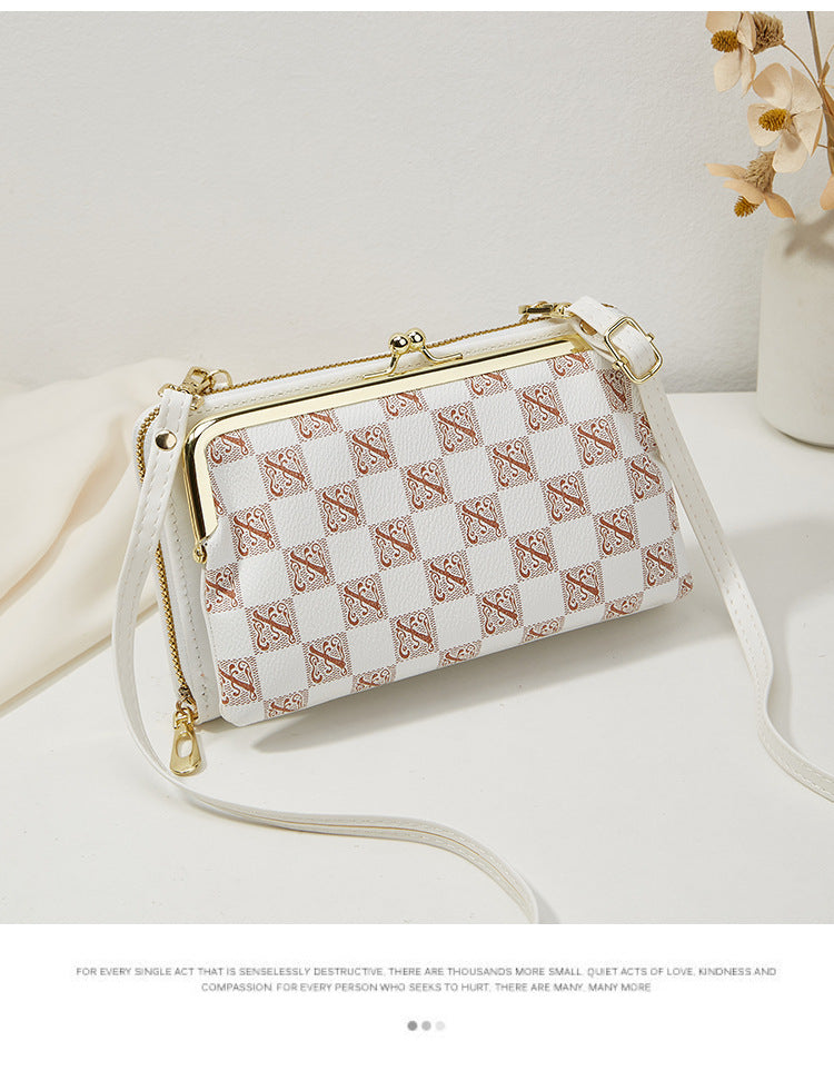 Plaid & Printed Women's Crossbody Clip Bag 2024 New Fashion Trendy Horizontal Large Capacity Shoulder Coin Purse