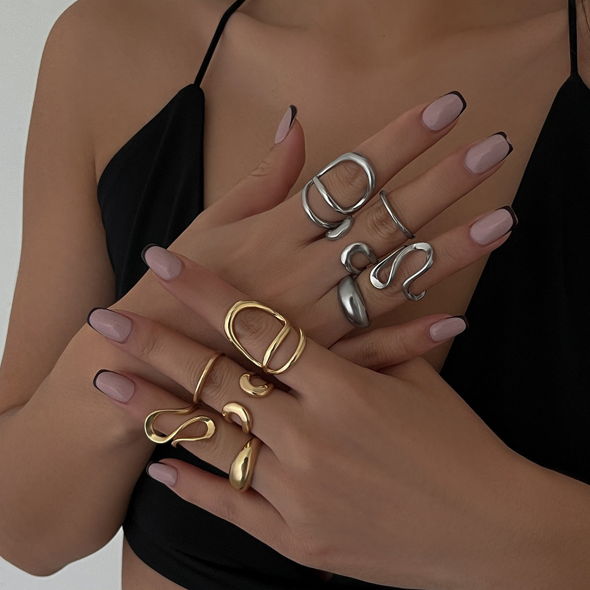 Classic Style Geometric Alloy Plating Women's Open Rings