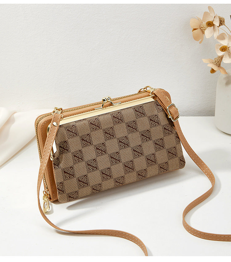 Plaid & Printed Women's Crossbody Clip Bag 2024 New Fashion Trendy Horizontal Large Capacity Shoulder Coin Purse