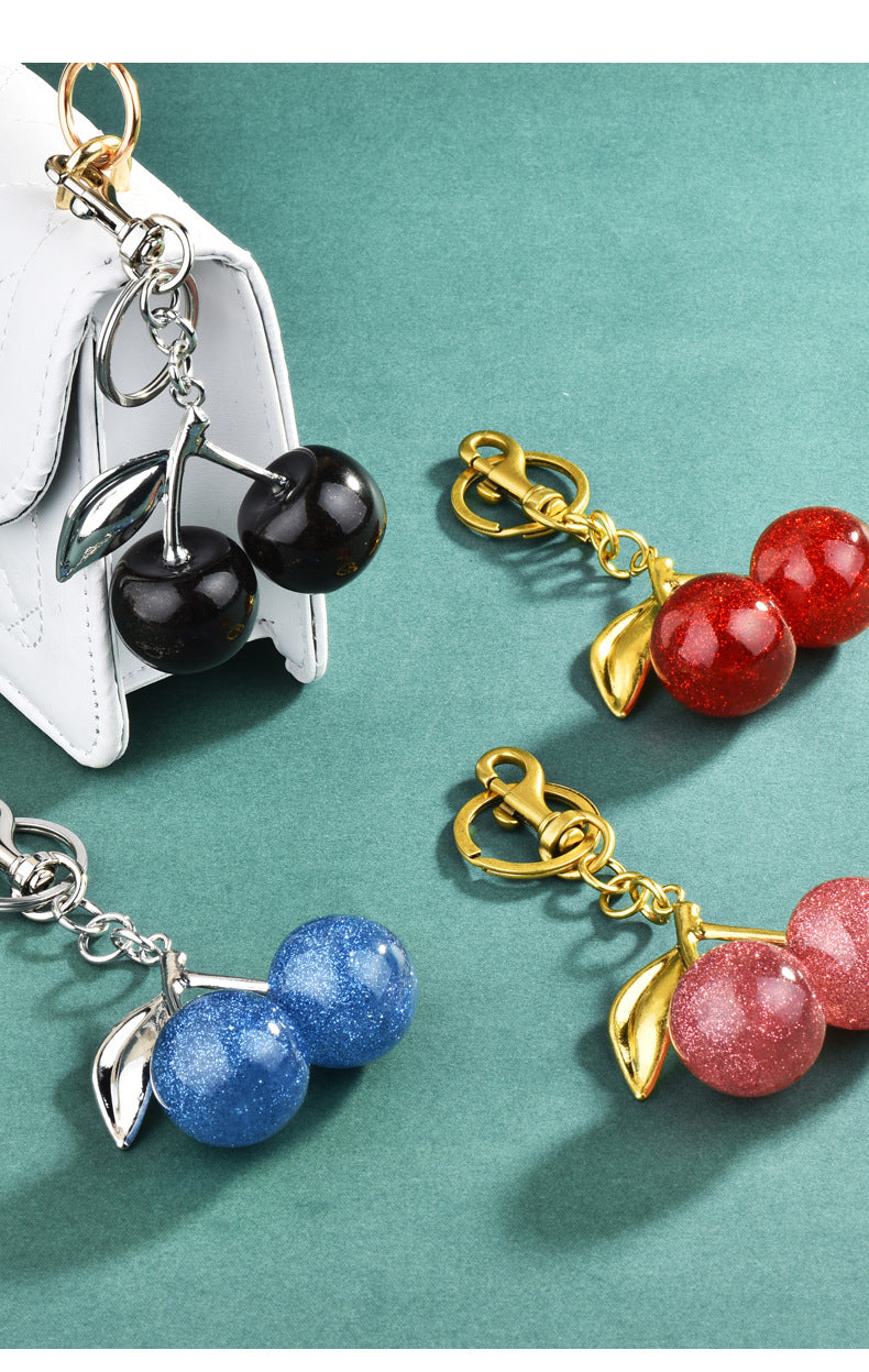 Artificial Crystal Alloy Cherry Bag Charms