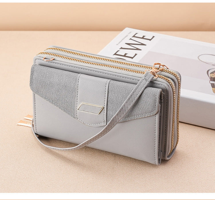 women's pu leather color block elegant classic style square buckle crossbody bag