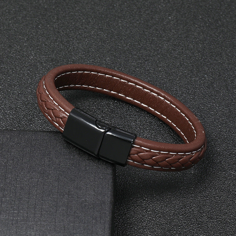 new brown casual simple braided leather bracelet