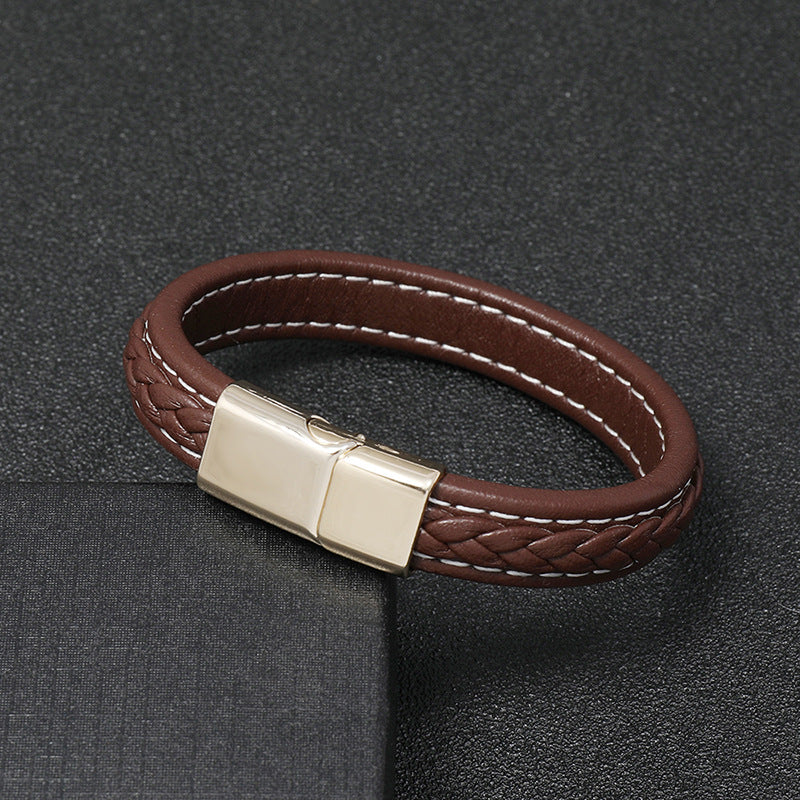 new brown casual simple braided leather bracelet