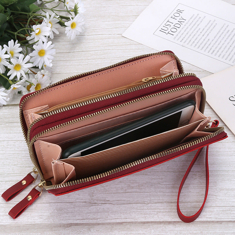 women's letter pu leather zipper wallets