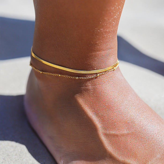 simple style geometric stainless steel plating 18k gold plated women's anklet