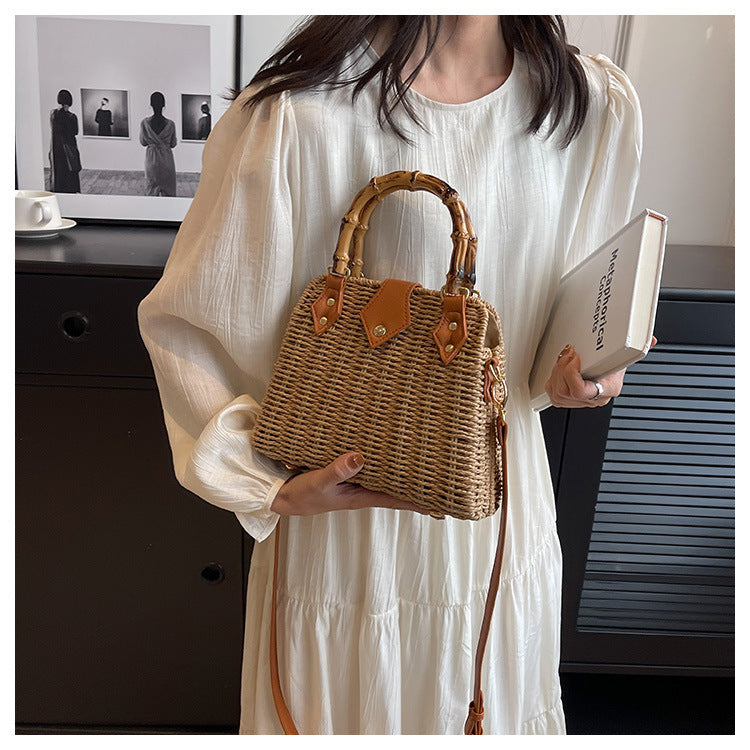 women's medium spring&summer straw vintage style handbag