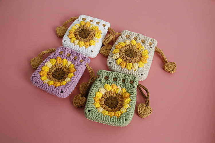 Women's Flower yarn Lace-Up Coin Purses