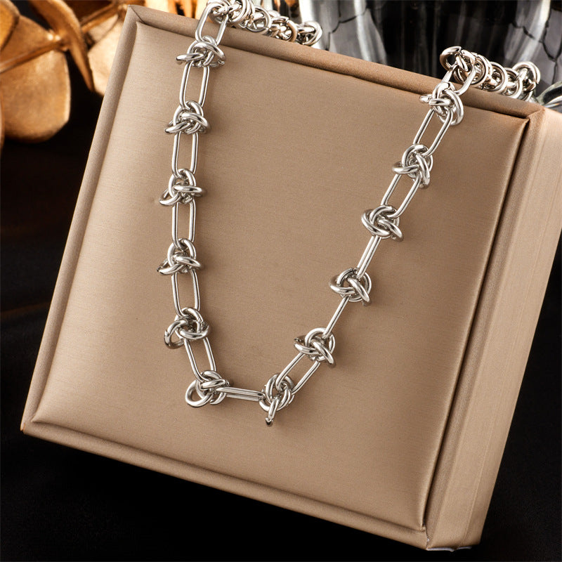 classic style solid color titanium steel plating bracelets necklace