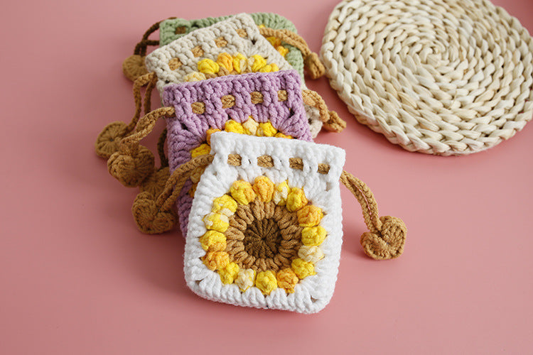 Women's Flower yarn Lace-Up Coin Purses