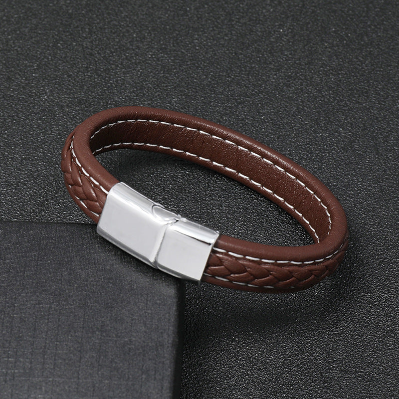 new brown casual simple braided leather bracelet