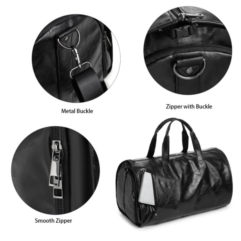 Unisex Elegant Streetwear Solid Color Pu Leather Waterproof Travel Bags