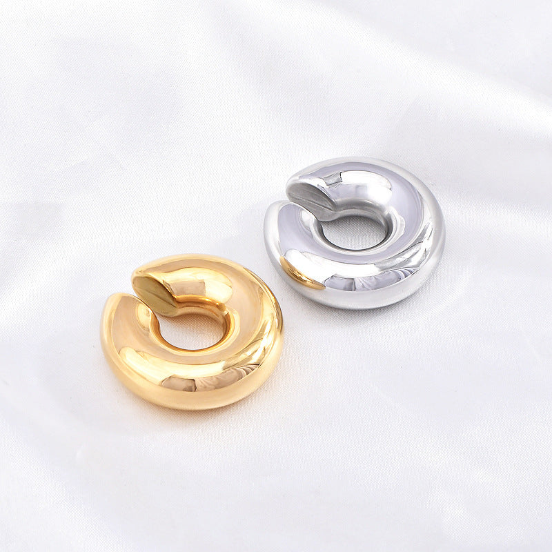 1 piece simple style solid color plating stainless steel gold plated ear cuffs