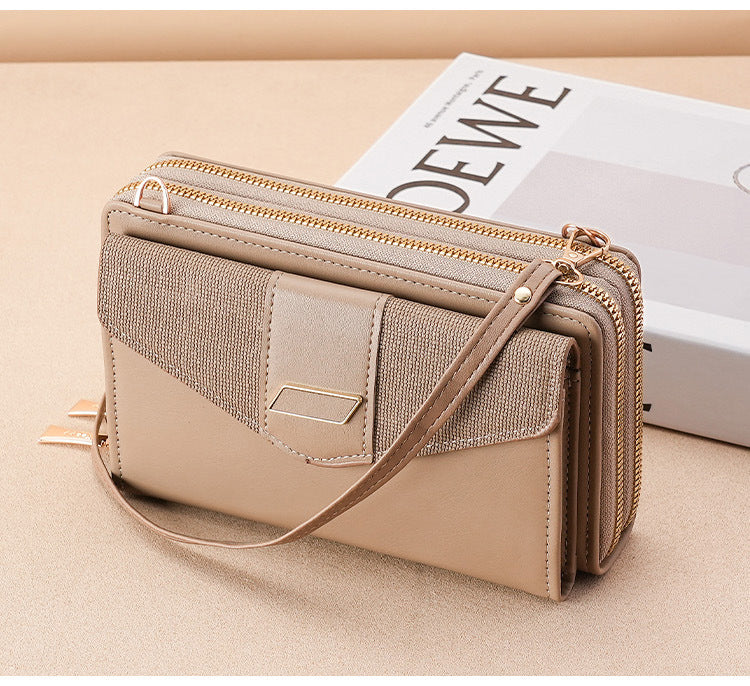 women's pu leather color block elegant classic style square buckle crossbody bag
