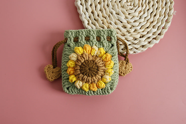 Women's Flower yarn Lace-Up Coin Purses