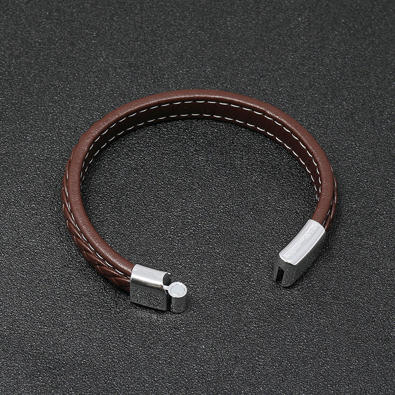 new brown casual simple braided leather bracelet