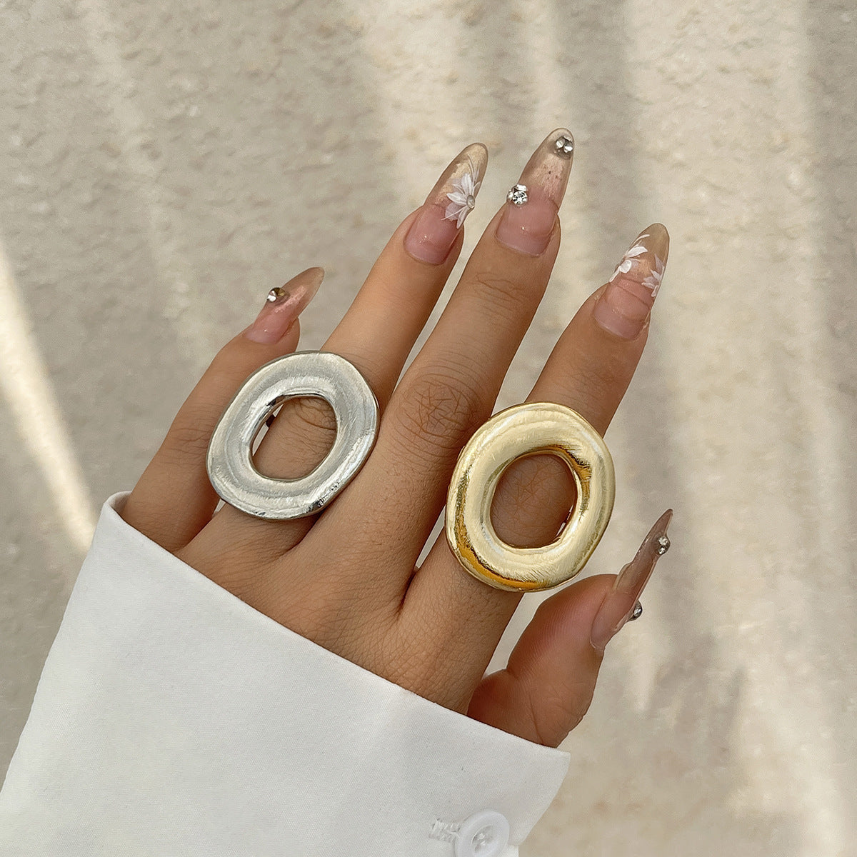 Elegant Geometric Imitation Pearl Alloy Plating Women's Rings