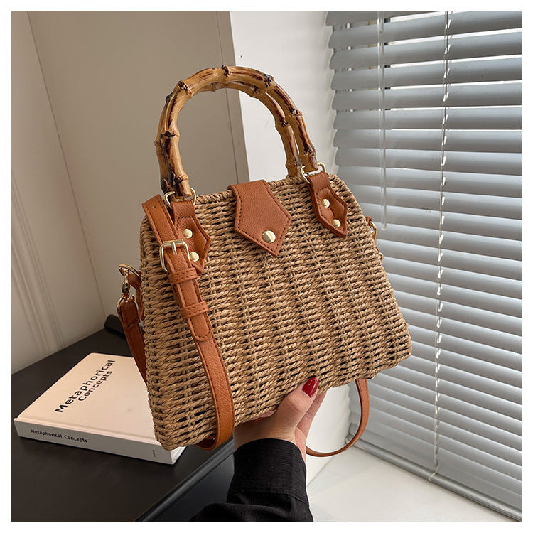 women's medium spring&summer straw vintage style handbag