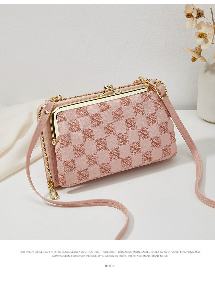 Plaid & Printed Women's Crossbody Clip Bag 2024 New Fashion Trendy Horizontal Large Capacity Shoulder Coin Purse