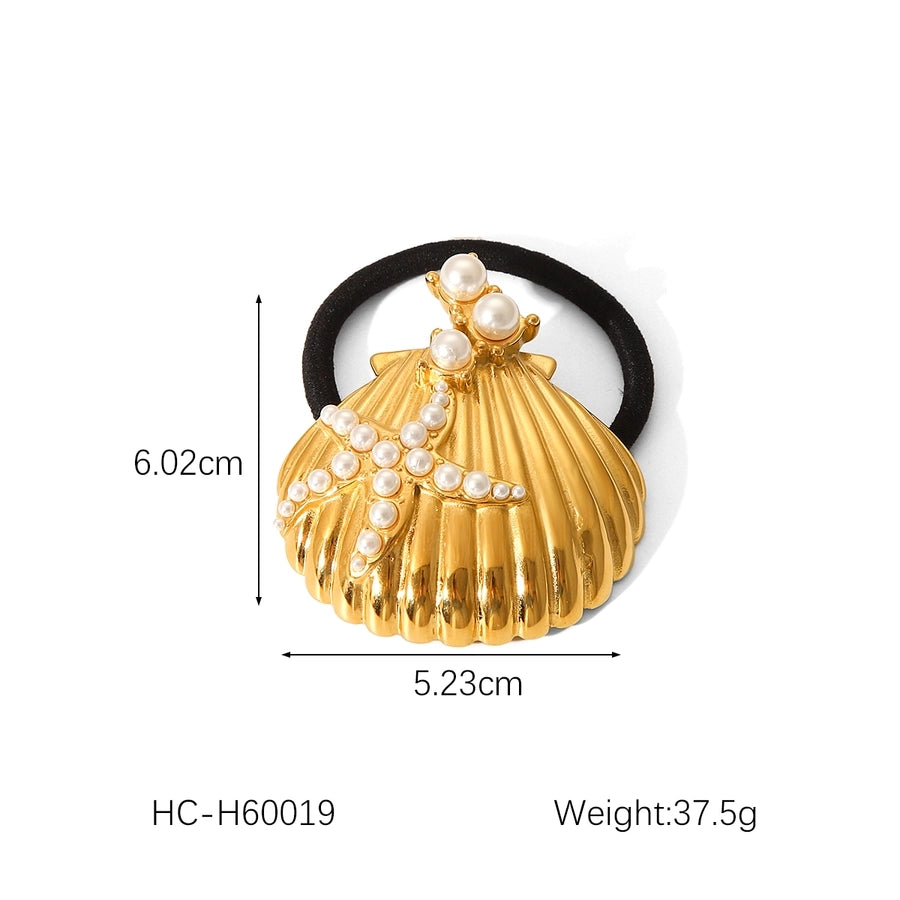 IG Style Marine Style Classic Style Women's Starfish Shell 304 Stainless Steel Titanium Steel Rhinestones Hair Tie