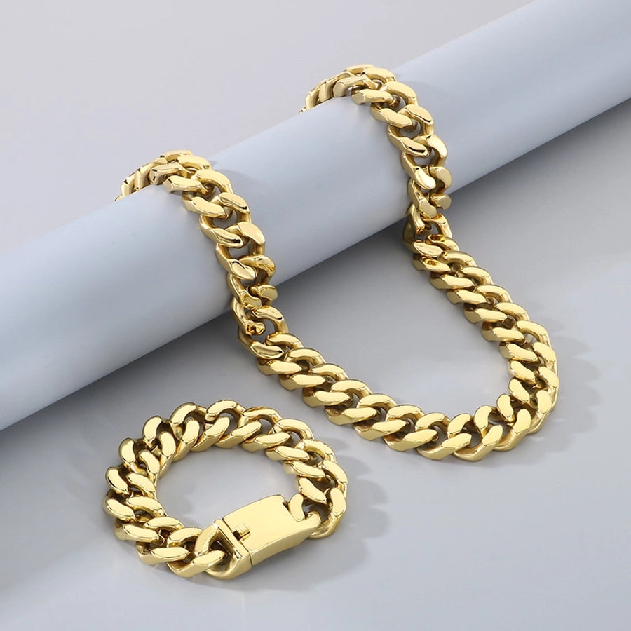 Jewelry Vintage Style Geometric 304 Stainless Steel 18K Gold Plated Bracelets Necklace