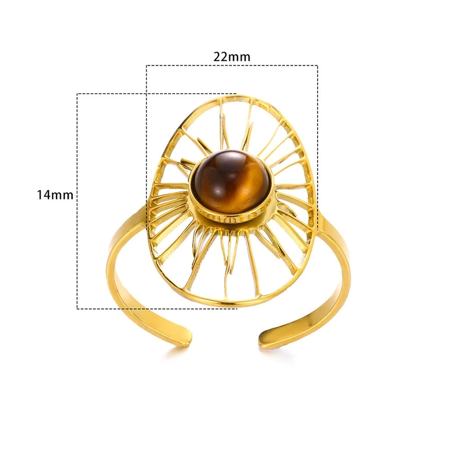 Jewelry Casual Vintage Style Streetwear Eye 304 Stainless Steel Artificial Gemstones Opal 18K Gold Plated Inlay Open Rings