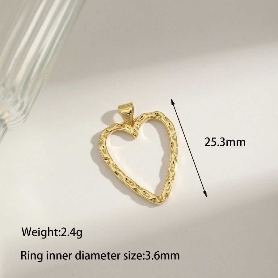 1 Piece 25.3MM Hole 1~1.9mm Copper 18K Gold Plated Heart Shape Polished Pendant Chain Jewelry Accessories