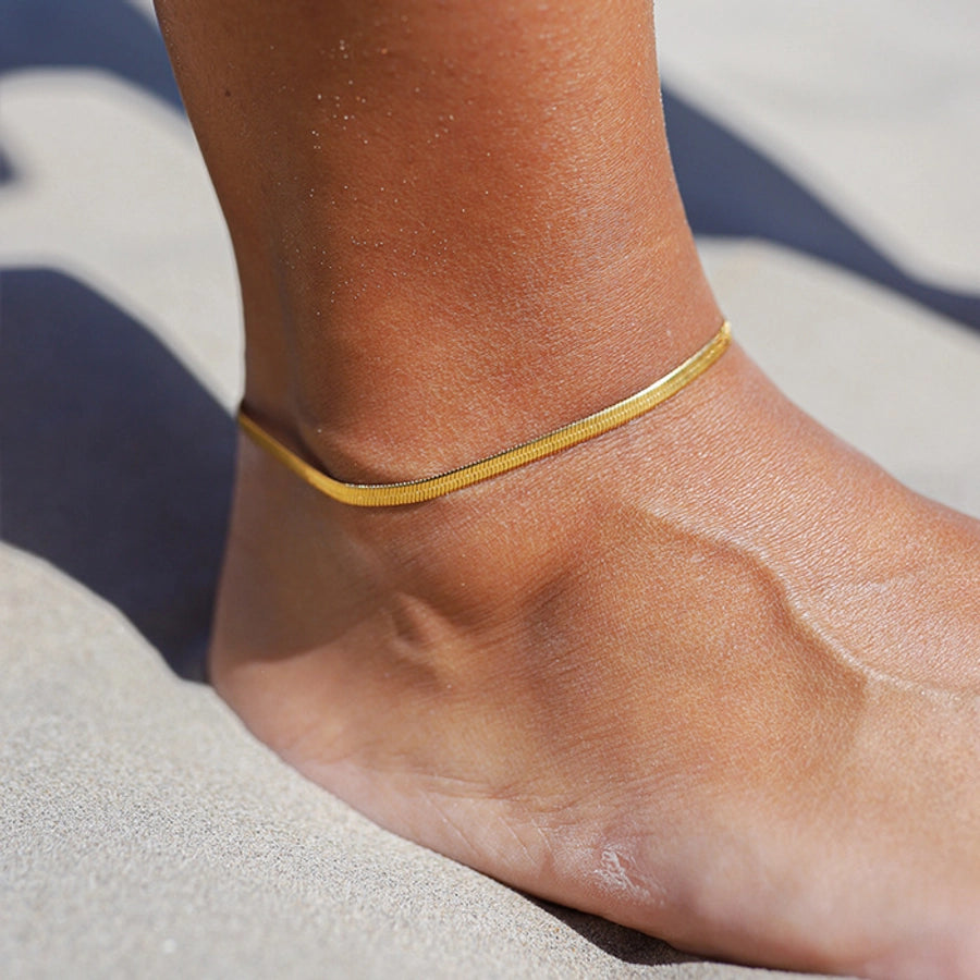 simple style geometric stainless steel plating 18k gold plated women's anklet