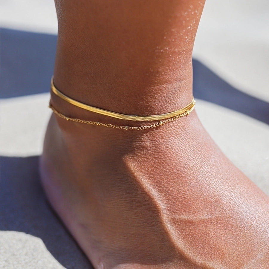 simple style geometric stainless steel plating 18k gold plated women's anklet